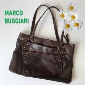MARCO BUGGIARI deep brown leather satchel